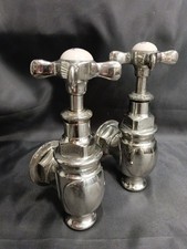 SOLID NICKEL SILVER GLOBE BATH TAPS, RECLAIMED & FULLY REFURBISHED TAPS 