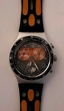 rare SWATCH IRONY CHRONO 2005 - YCS4039 -  Orange&Grey New battery 