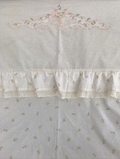 Pretty Vintage Horrockses Embroidered Cream Double Duvet Cover And Pillowcases