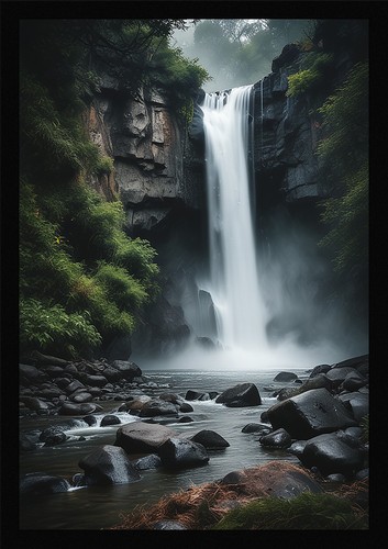 Waterfall beautiful framed - beautiful,