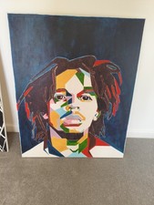 Bob Marley Pop Art Painting on Canvas – Hand-Painted, Bold Geometric Wall Art