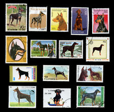 DOBERMANN PINSCHER DOBERMAN DOG INTERNATIONAL POSTAGE STAMPS x 15 Different 