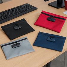 Combination Lock Money Bag With Lock& Zipper Portable Document Bag Travel UK