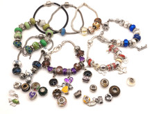 Job Lot European Style Charm Beads & Bracelets Mixed Beads, European Glass