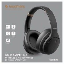 Goodmans Noise Cancelling Wireless Headphones – Black Bluetooth Over-Ear