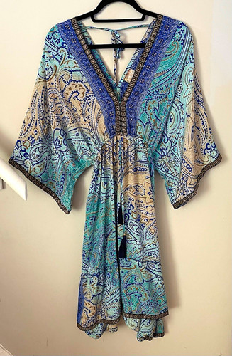 Boho fashion silk - silk, blue/beige