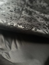  Embroidered and Plain Black Duchess Satin Set (Material Fabric Only)