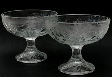 Vintage Glass Ice Cream Sundae Dessert Bowls Stemmed Dishes x2 Fidenza Italy