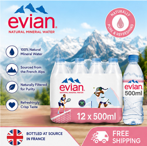 Evian natural mineral water - water, 12
