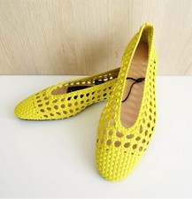 ZARA YELLOW BRAIDED BALLERINA FLAT SHOES SIZE UK 4 EU 37 US 6.5