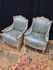 Pair of French Regency Style Rocco Ornate Armchairs