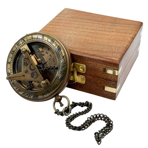 Vintage brass sundial compass - vintage,