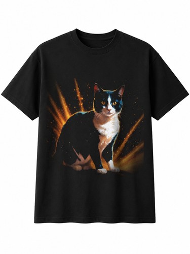Graphic tuxedo cat glowing - graphic,