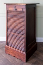 Edwardian Oak Tambour Front 6 Drawer Filing Cabinet (Antique)