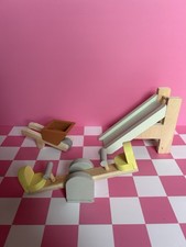 Wooden Dolls House Garden Set Slide See Saw Wheelbarrow