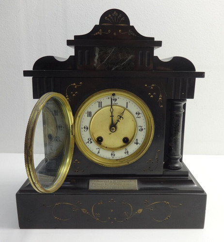 Antique clock victorian slate - antique,