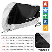 M-XXXL Waterproof Motorbike Motorcycle Cover Scooter Bike Outdoor Black/Silver