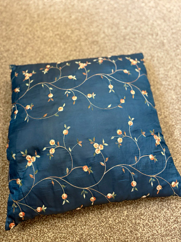 Blue beige floral - blue,