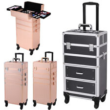 4 in 1 Large Makeup Cosmetic Hairdressing Vanity Beauty Storage Case Trolley Box