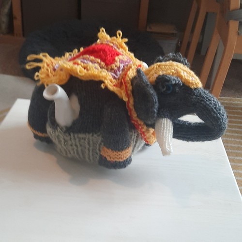 Wool knitted tea cosy elephant - wool,