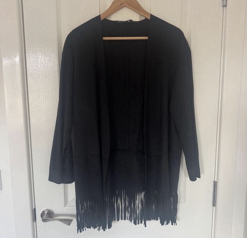 Zara black fringe - black, jacket