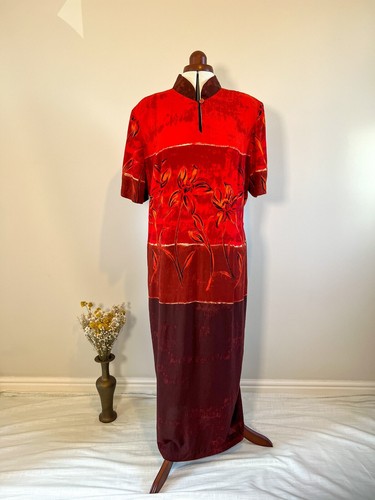 Vintage 90s red ombre - 90s, floral