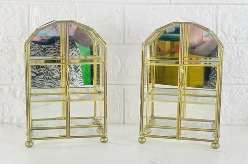 Vintage brass glass tabletop - brass, &