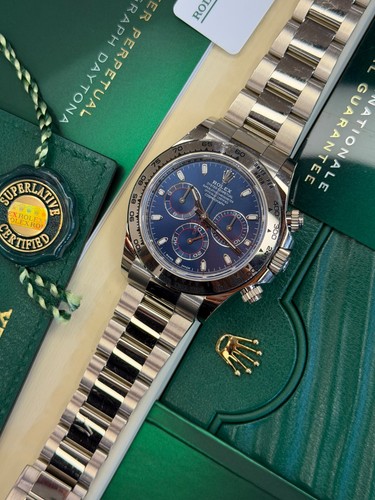 Rolex daytona white gold blue - rolex,
