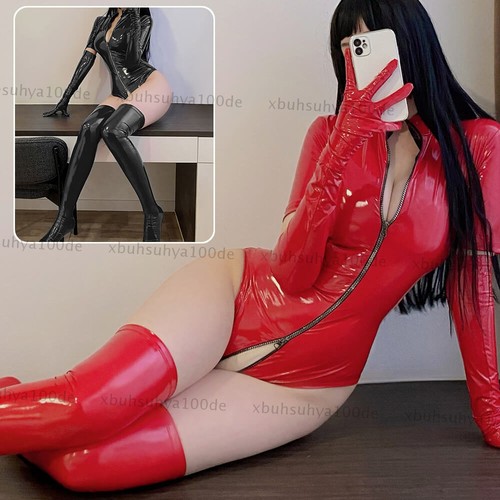 Women leather leotard bodysuit - leather,