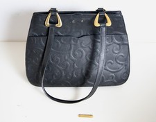 Black emboss leather hand bag