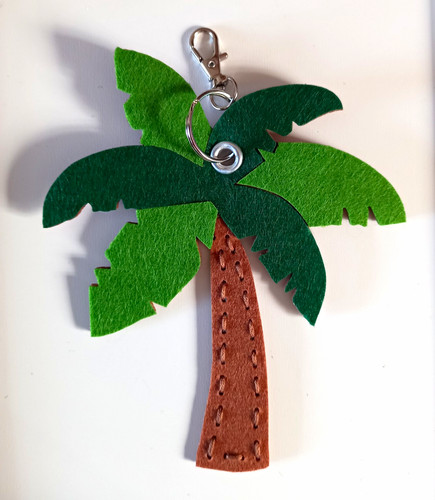 Green felt palm - palm, keyring