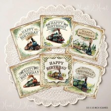 Vintage Happy Birthday Trains