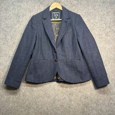 Boden Moon Tweed Jacket UK 12 Blue Blazer Herringbone Parade Country Hacking