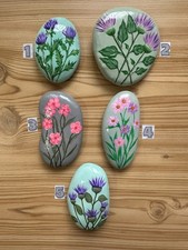 Hand painted rocks stones pebbles, Flowers, Thistles