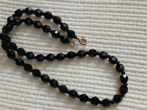 Vintage black french jet glass - black,