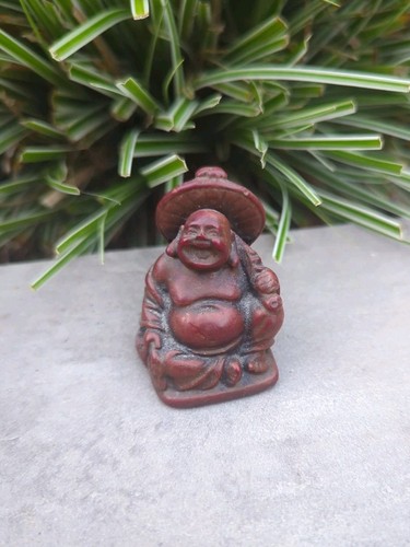 Vintage red resin happy - vintage, buddha