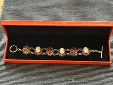 Sterling Silver Hallmarked Suarti Bracelet Amber & MOP