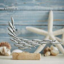 Mini Shoal of Fish Nautical Sculpture Shelf Sitter on Wooden Plinth