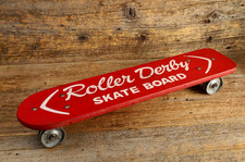 Vintage 70's Roller Derby Skateboard w Wood Deck & Metal Wheels