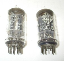 Telefunken ECC83 Tubes Smooth Long Plate Halo Getter Triangle Bottom Tested 2