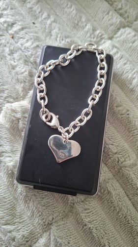 Silver chunky heart bracelet - heart,
