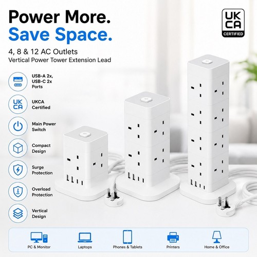Tower extension lead with - tower, usb