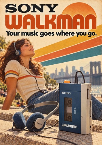 Sony walkman retro poster - sony,