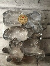 Mickey Mouse shape metal silver tone Cookie/Pastery Cutters cake making Set Of 5