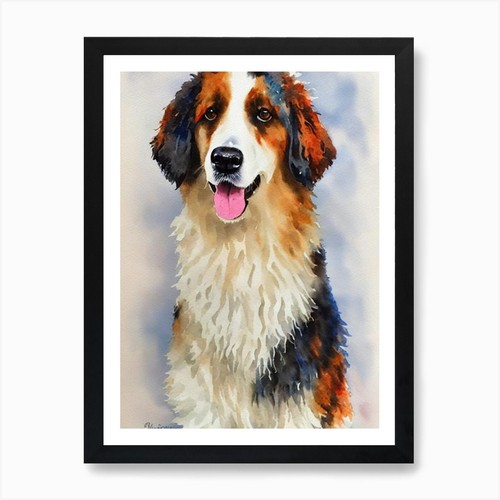 Kuvasz watercolour dog art - 2,