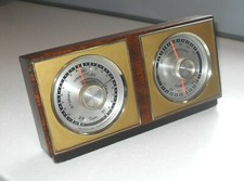 Vintage 1970s Taylor of USA Desk Top Barometer Thermometer Humidity In Mahogany