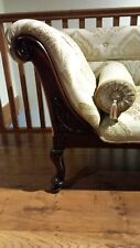 Antique chaise lounge, circa Victorian, Mahogany, re-upholstered