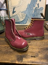 VINTAGE DM’s OXBLOOD STEEL TOE DR MARTENS BOOTS MADE IN ENGLAND UK 8 P AIR WEAR