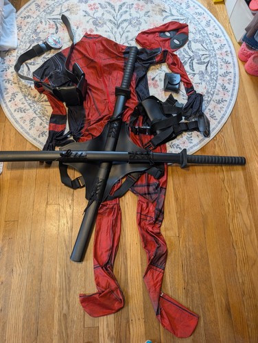 Deadpool red black jumpsuit - deadpool,