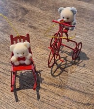 VTG AVON CHRISTMAS TREE DECORATIONS FLOCKED TEDDY BEAR METAL BIKE ROCKING CHAIR
